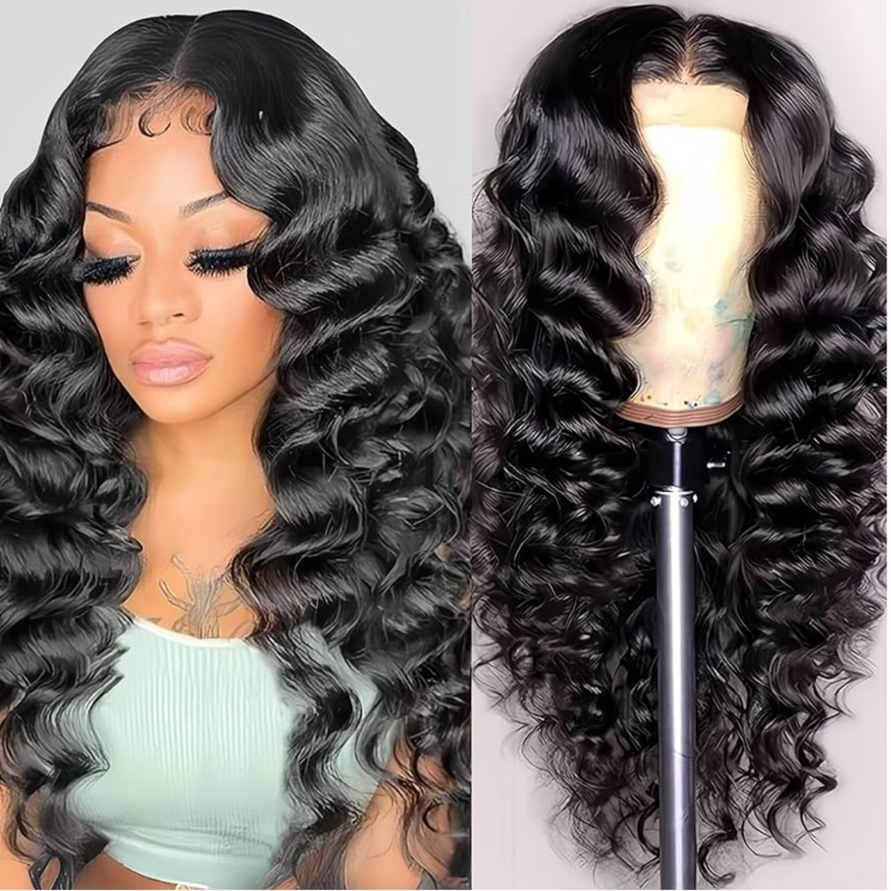 Luxurious Black Wavy Hair Wig Human Hair